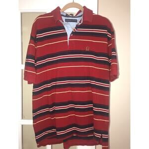 Tommy Hilfiger Vintage Extra Large Red Navy Blue White Stripes Polo Lion Crest